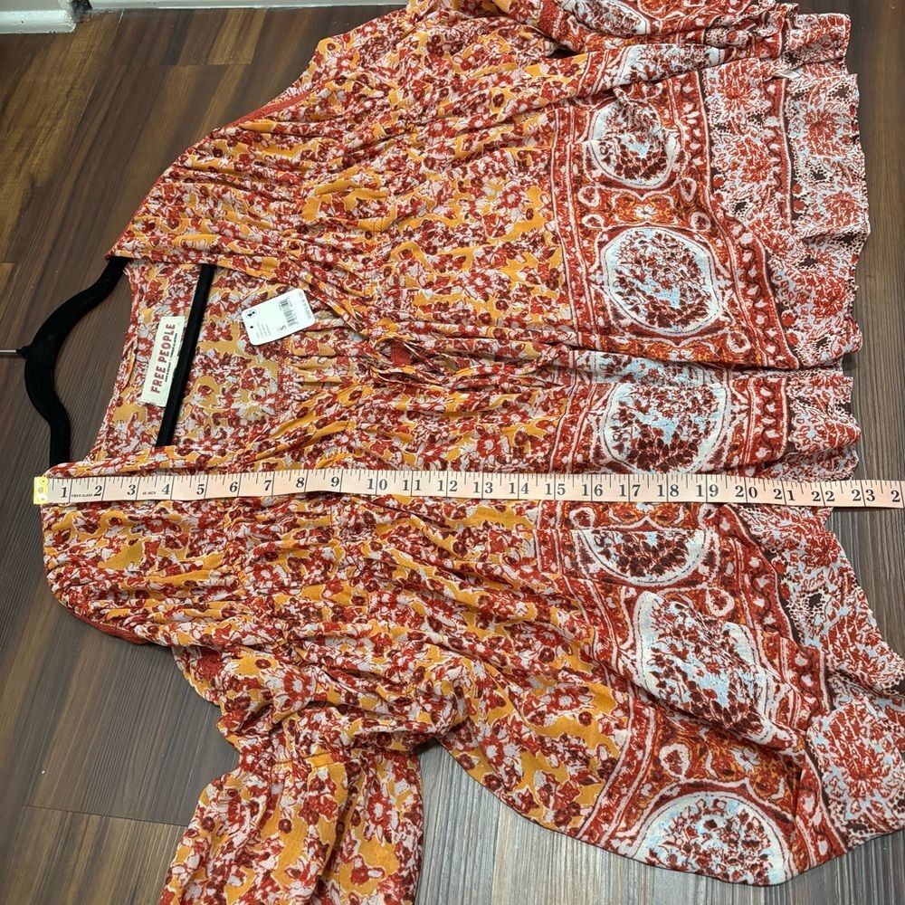 NWT Free People Sz Small Lorraine Tiered Kimono Top Boho Paisley Wide Sleeves - Picture 7 of 8